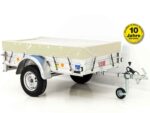 Anhänger mit Plane 105x205cm 750kg | Typ U2 | Flachplane Profi Elfenbein beige-Neu