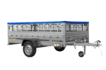 Anhänger 264×150 UNITRAILER GARDEN 265 KIPP mit Gitteraufsatz, Flachplanenträgern und blauer Plane - Image 4
