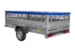 Anhänger 264×150 UNITRAILER GARDEN 265 KIPP mit Gitteraufsatz, Flachplanenträgern und blauer Plane - Image 6