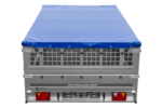 Anhänger 264×150 UNITRAILER GARDEN 265 KIPP mit Gitteraufsatz, Flachplanenträgern und blauer Plane - Image 7