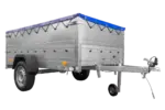 Anhänger mit faltbarer Deichsel GARDEN TRAILER 230 KIPP mit zusätzlichen Bordwänden, Stützrad und blauer Flachplane - Image 4