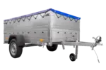 Anhänger mit faltbarer Deichsel Garden Trailer 230 KIPP mit zusätzlichen Bordwänden, Stützrad und blauer Flachplane-Neu - Image 4