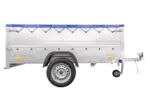 Anhänger mit faltbarer Deichsel Garden Trailer 230 KIPP mit zusätzlichen Bordwänden, Stützrad und blauer Flachplane-Neu - Image 5