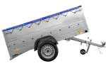 Anhänger mit faltbarer Deichsel Garden Trailer 230 KIPP mit zusätzlichen Bordwänden, Stützrad und blauer Flachplane-Neu - Image 6