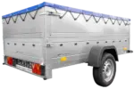Anhänger mit faltbarer Deichsel GARDEN TRAILER 230 KIPP mit zusätzlichen Bordwänden, Stützrad und blauer Flachplane - Image 7