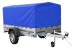 Auto Anhänger 230×125 Garden Trailer 230 KIPP Unitrailer 750 kg mit Stützrad, blauer Hochplane und Hochspriegel - Image 4