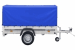 Auto Anhänger 230×125 Garden Trailer 230 KIPP Unitrailer 750 kg mit Stützrad, blauer Hochplane und Hochspriegel - Image 4