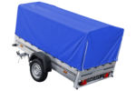 Auto Anhänger 230×125 Garden Trailer 230 KIPP Unitrailer 750 kg mit Stützrad, blauer Hochplane und Hochspriegel - Image 2