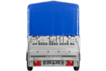 Autotransportanhänger auf Federn 264×125 UNITRAILER GARDEN 264/R KIPP mit Gitterwänden, H-800 Rahmen und blauer Plane - Image 5