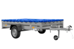 Einachsanhänger 264×150 UNITRAILER GARDEN 265 KIPP mit einem Flachplanenträger und blauer Plane - Image 3