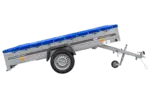 Einachsanhänger 264×150 UNITRAILER GARDEN 265 KIPP mit einem Flachplanenträger und blauer Plane - Image 4