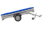Einachsanhänger 264×150 UNITRAILER GARDEN 265 KIPP mit einem Flachplanenträger und blauer Plane-Neu - Image 6