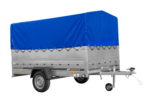 Einachsanhänger 264×150 UNITRAILER GARDEN 265 KIPP mit zusätzlichen Bordwänden, H-800-Hochspriegel und blauer Plane - Image 3