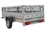 Einachsiger Anhänger auf Blattfedern 264×125 UNITRAILER GARDEN 264/R KIPP mit Gitterseitenwänden, H-0-Rahmen und grauer Plane - Image 5