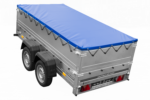 GARDEN TRAILER 264/2 KIPP Zweiachsanhänger mit Stützrad, Planenträgern, zus. Bordwänden und blauer Flachplane - Image 7