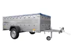 Großer Anhänger 750 kg Garden Trailer 264 KIPP mit Bordwandaufsatz [zusätzliche 40 cm], Stützrad und blauer Flachplane-Neu - Image 6