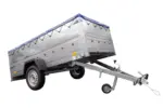Großer Anhänger 750 kg Garden Trailer 264 KIPP mit Bordwandaufsatz [zusätzliche 40 cm], Stützrad und blauer Flachplane-Neu