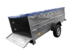 Großer Anhänger 750 kg Garden Trailer 264 KIPP mit Bordwandaufsatz [zusätzliche 40 cm], Stützrad und blauer Flachplane-Neu - Image 7