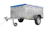 Kfz Anhänger 750 kg Garden Trailer 201 KIPP mit zusätzlichen Bordwänden, Stützrad und blauer Flachplane-Neu - Image 4