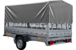 PKW-Anhänger 264×150 UNITRAILER GARDEN 265 KIPP mit Gitteraufsatz, Hochspriegel H-800 und grauer Plane - Image 4