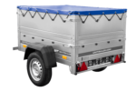 Pkw Anhänger Neu GARDEN TRAILER 150 KIPP mit zusätzlichen Bordwänden, Stützrad und blauer Flachplane - Image 4