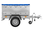 Pkw Anhänger Neu GARDEN TRAILER 150 KIPP mit zusätzlichen Bordwänden, Stützrad und blauer Flachplane - Image 7