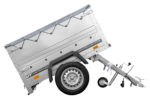 Pkw Anhänger Neu GARDEN TRAILER 150 KIPP mit zusätzlichen Bordwänden, Stützrad und grauer Flachplane - Image 4