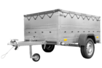 Pkw Anhänger kippbar 750 kg GARDEN TRAILER 201 KIPP mit zusätzlichen Bordwänden, Stützrad und grauer Flachplane - Image 3