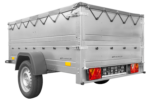 Pkw Anhänger kippbar 750 kg GARDEN TRAILER 201 KIPP mit zusätzlichen Bordwänden, Stützrad und grauer Flachplane - Image 4