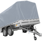 Zweiachsanhänger 264×150 UNITRAILER GARDEN 265/2 KIPP mit Rahmen H-1100 und grauer Plane